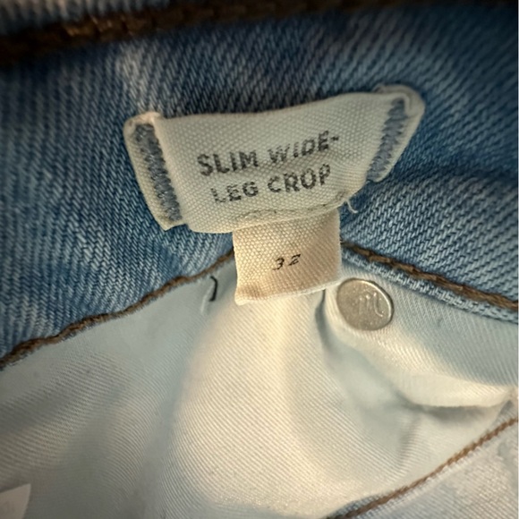 Madewell Slim Wide Leg Crop Jeans 32 14 light wash high rise stretch straight - Picture 10 of 16